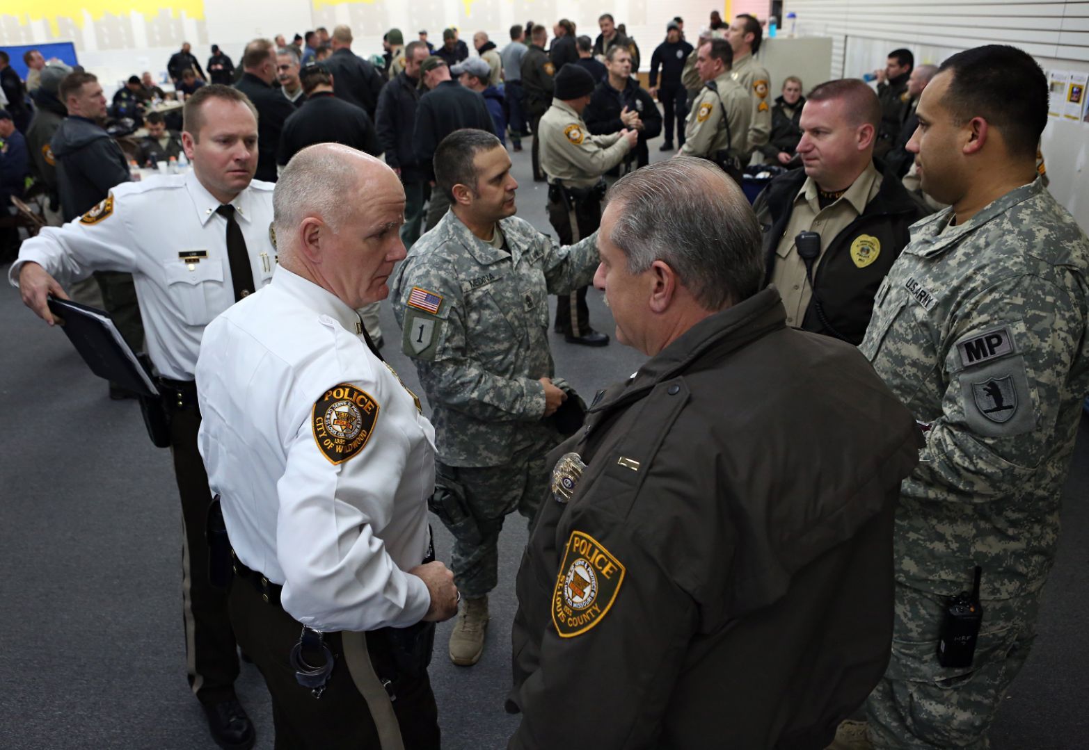 Missouri National Guard patrols police command center
